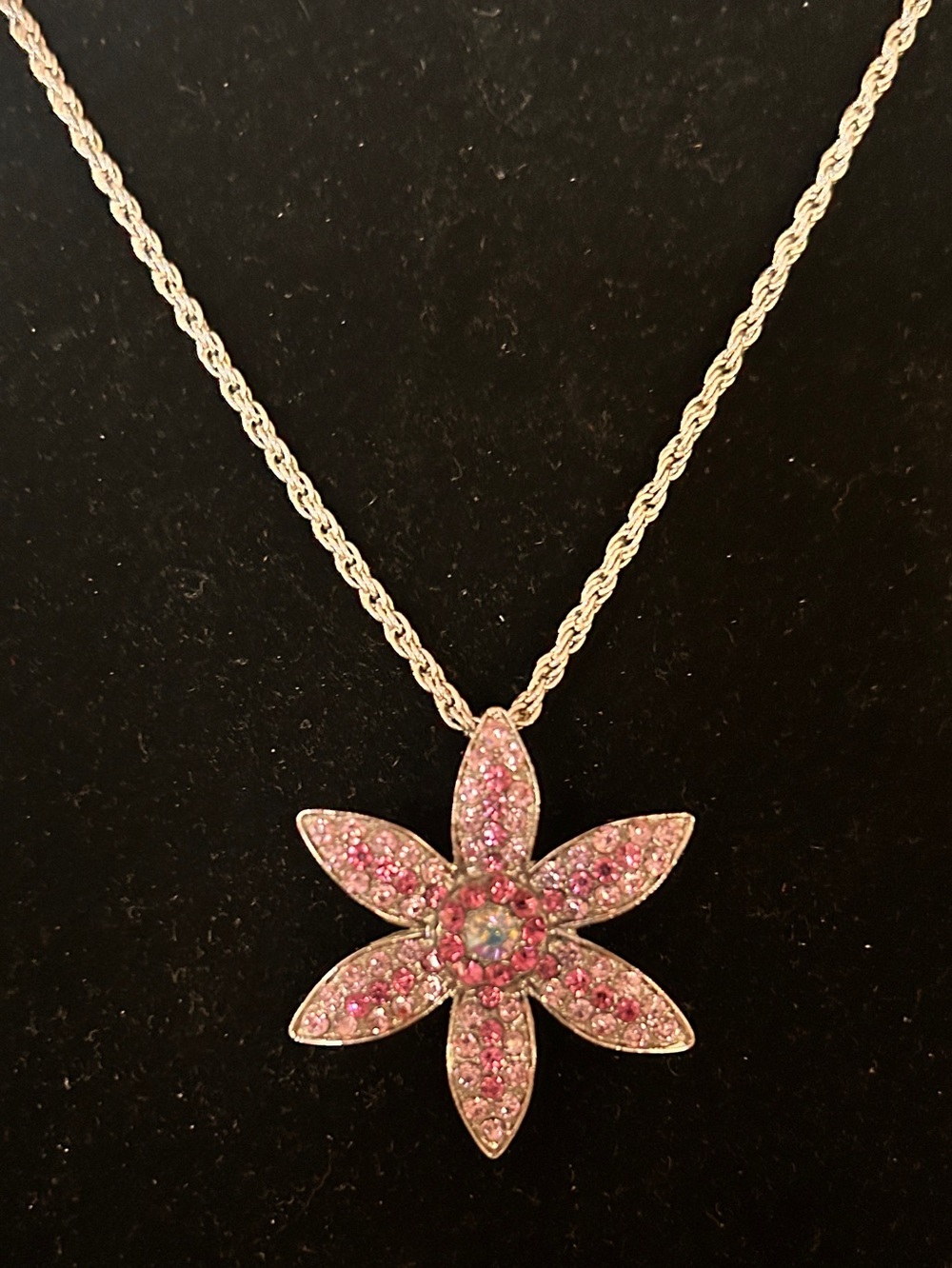 Cookie Lee Crystal Star Necklace with Adjustable 20 inch silver tone chain